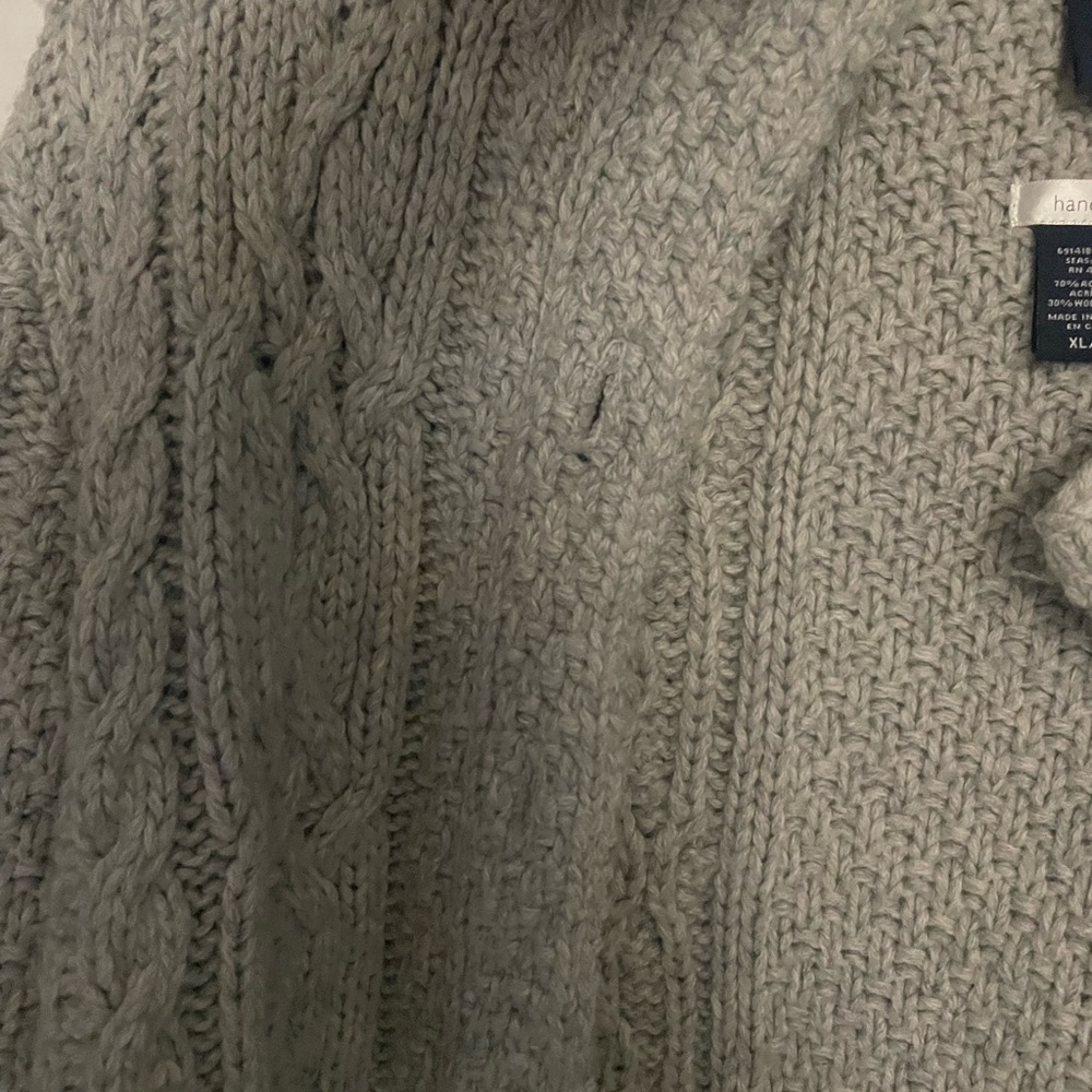 Basic Editions Light Gray Knit Button Down Cozy S… - image 5